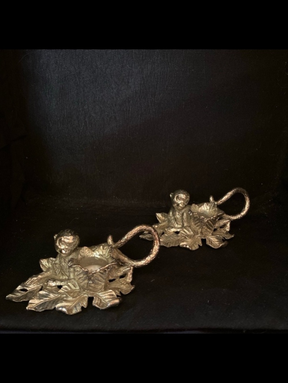 Vintage Rare Arthur Court Designs Silver tone Monkey Chamber Taper Candleholder